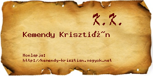 Kemendy Krisztián névjegykártya